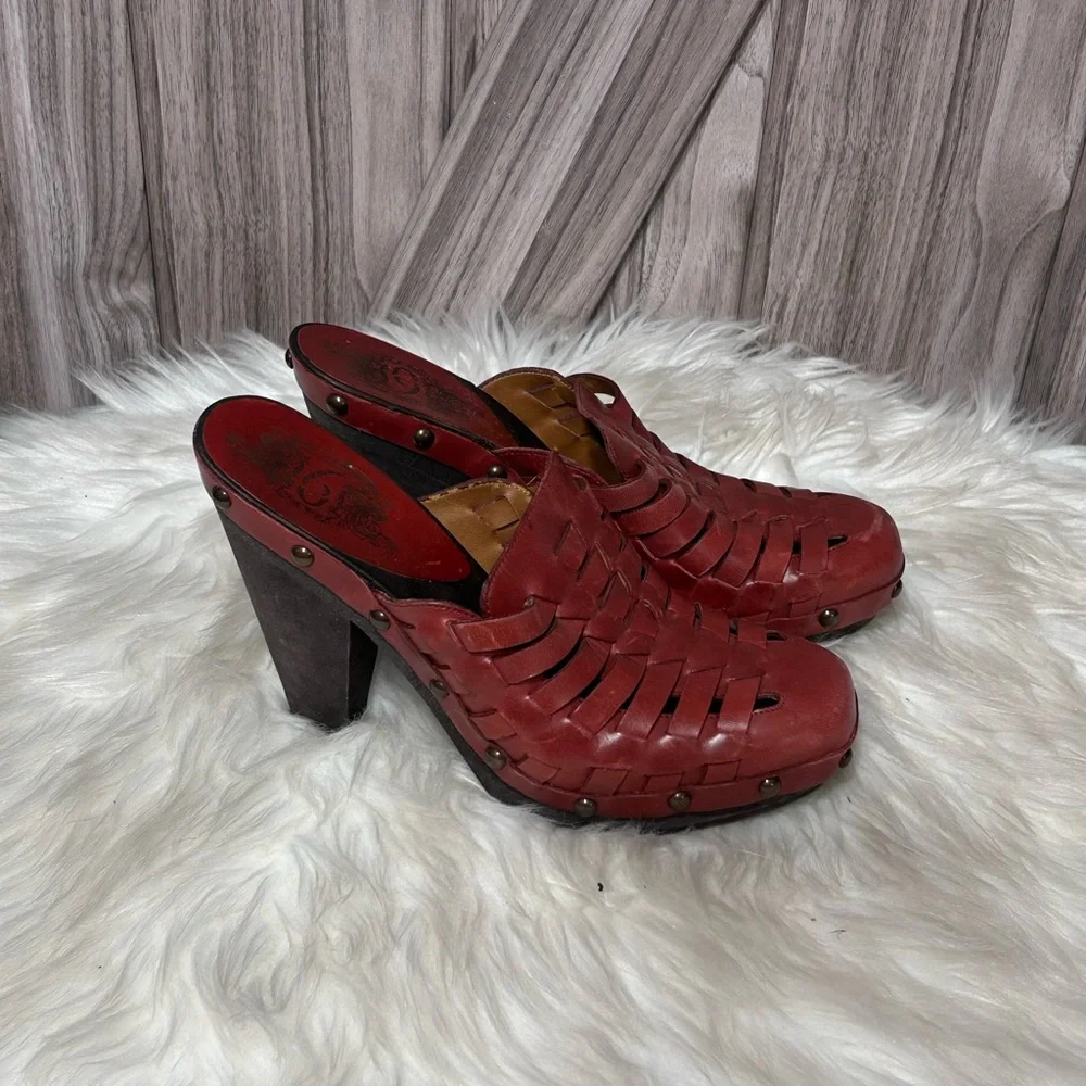 Nine West Red Leather Woven Mules-7.5 - Picture 1 of 6